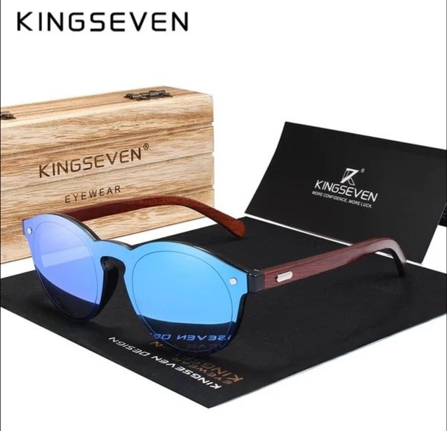 Okulary przeciwsłoneczne drewniane KINGSEVEN z filtrem UV-400 i polar.