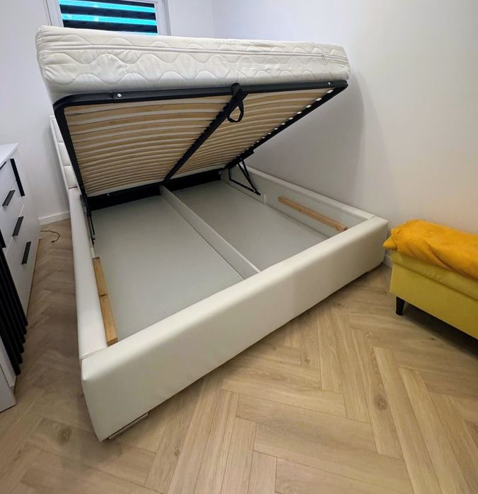 Łóżko 160x200 z pojemnikiem, stelaż metalowy