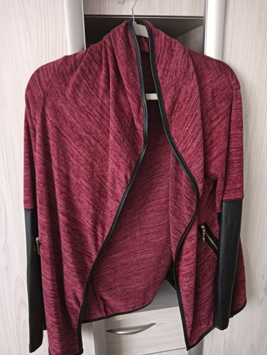 Sweter, kardigan Made in Italy, bordowy 44/46