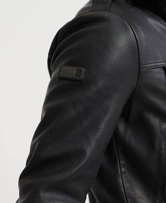 Шкіряна куртка Superdry men's icon brad leather jacket biker black