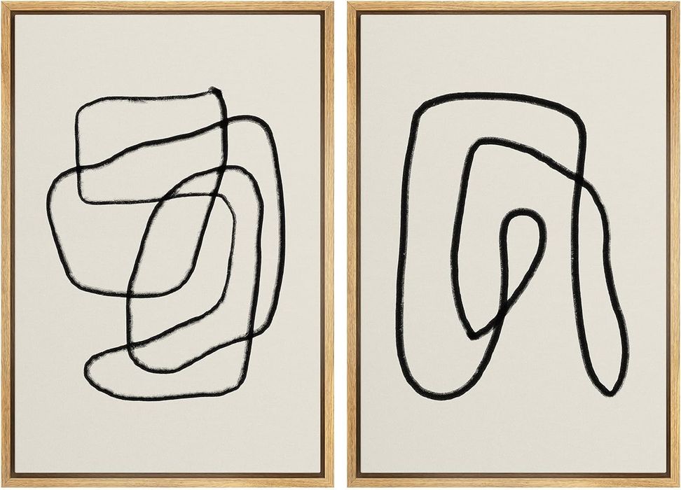 SIGNFORD Nowoczesne obrazy z ramą Abstrakcyjne linie 41 x 61 cm