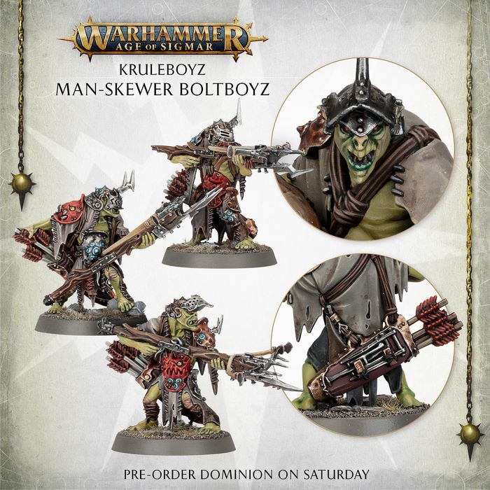 3x MAN-SKEWER BOLTBOYZ Orruk Warclans Aos Warhammer Ramki