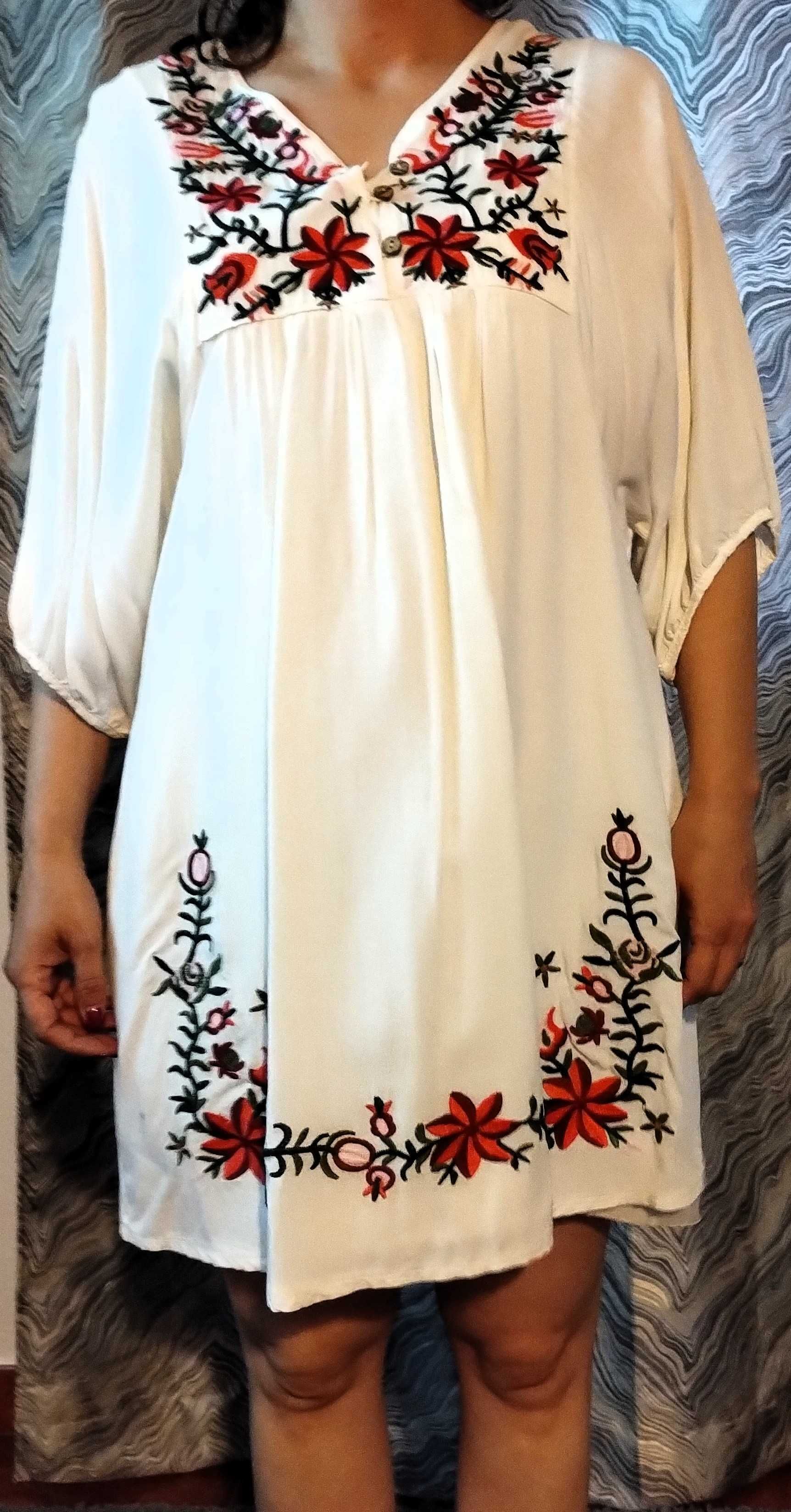 Vestido Grávida Linho Bordado Leve Fresco Verão Tamanho Unico