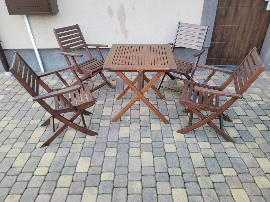 Krzesła Ogrodowe + Stolik Składany Komplet Ogrodowy