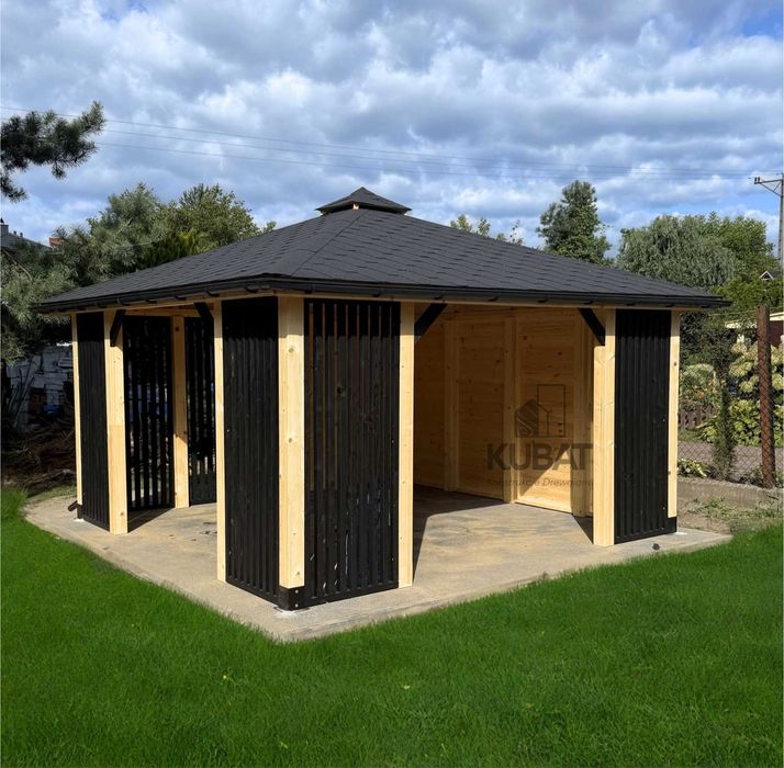 Altana ogrodowa 4x4 | Nowoczesna altana drewniana z lamelami | altanki