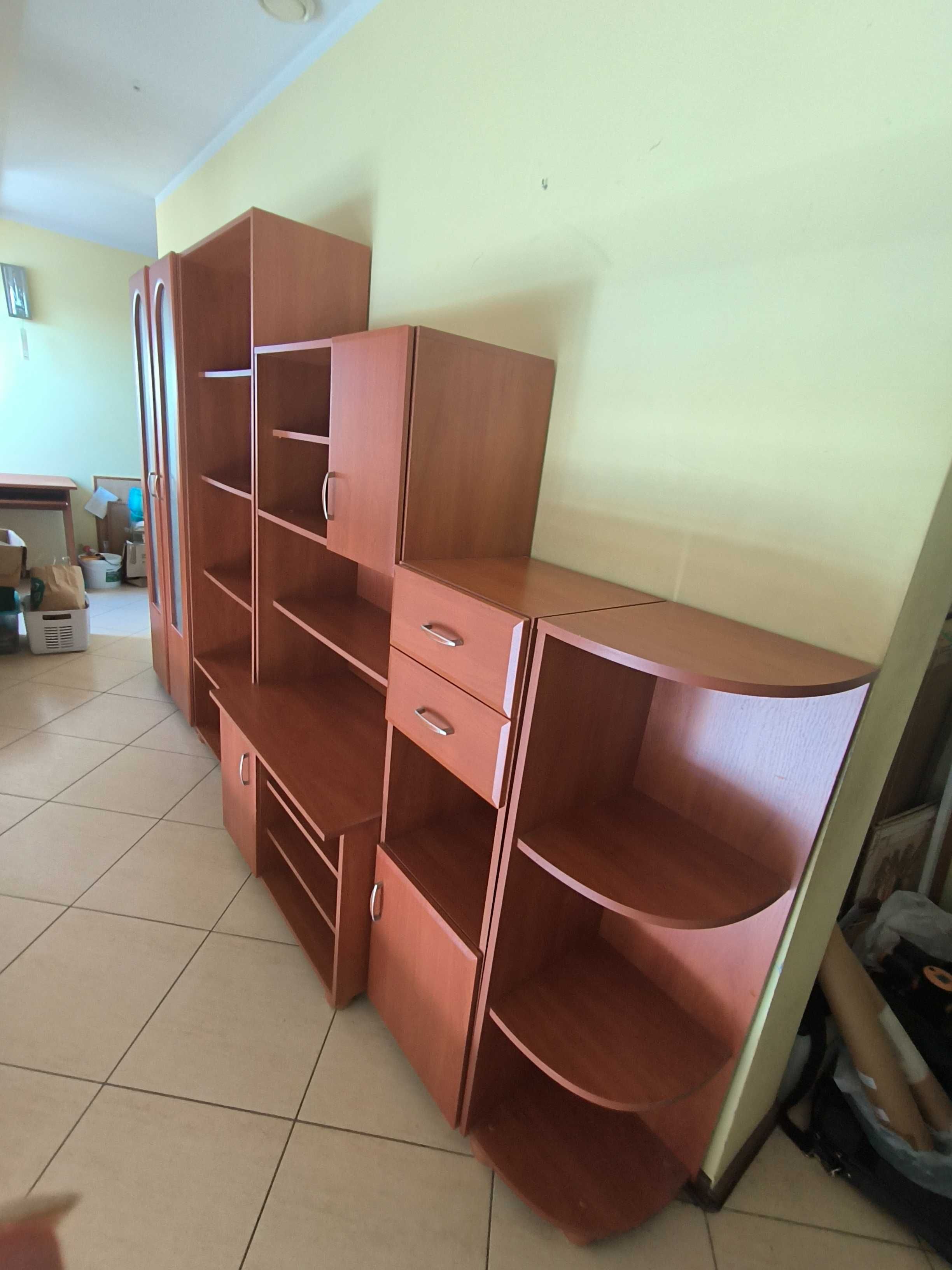 Meblościanka segment i biurko komputerowe narożne z komodą szufladami