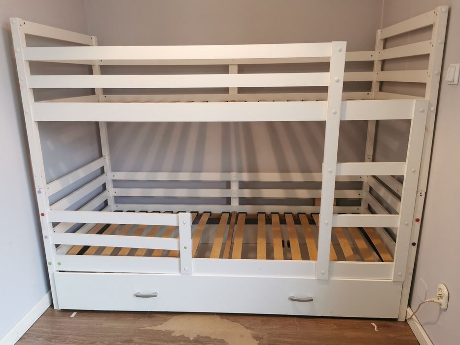 Łóżko piętrowe do materacy 80x190, białe, dziecięce, młodzieżowe