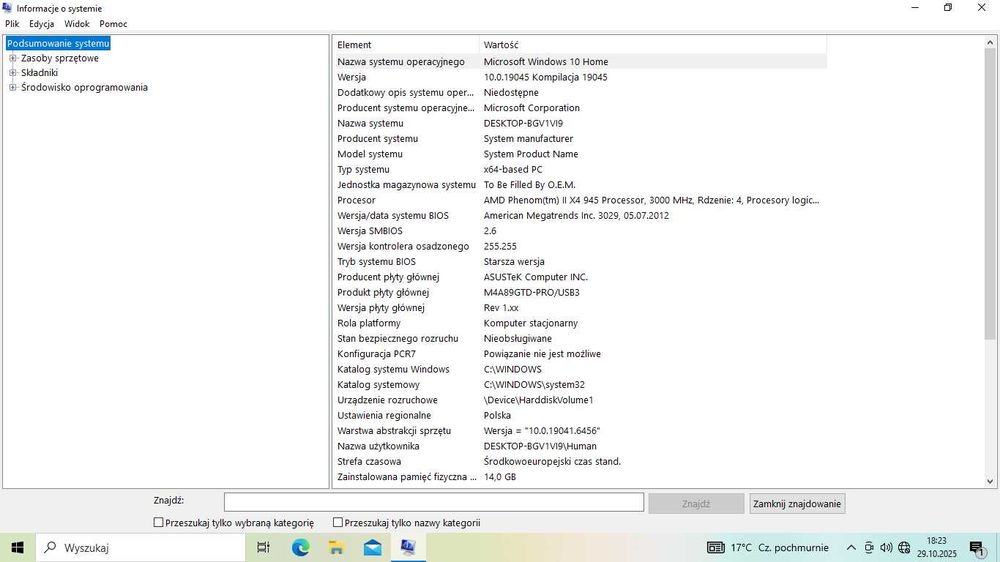 PC AMD Phenom II X4 / ASUS M4A89GTD / 14 GB RAM / SSD 120 GB / Win 10