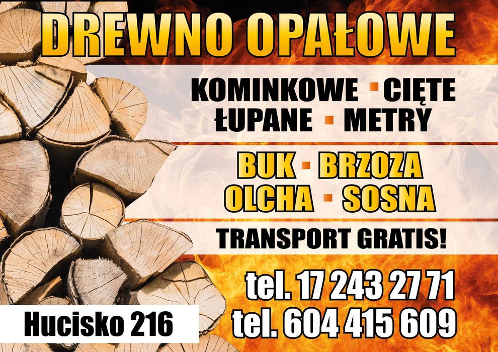 Drewno opałowe kominkowe, Buk, Brzoza Grab, Olcha