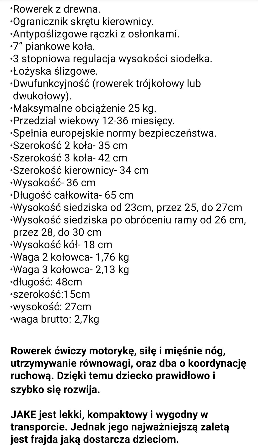 Rowerek dwu i trójkołowy 2w1