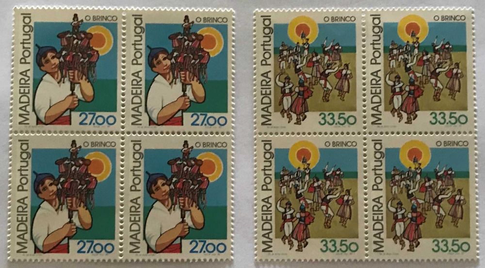 Série de 2 quadras de selos novos - Madeira - "O Brinco" - 1982