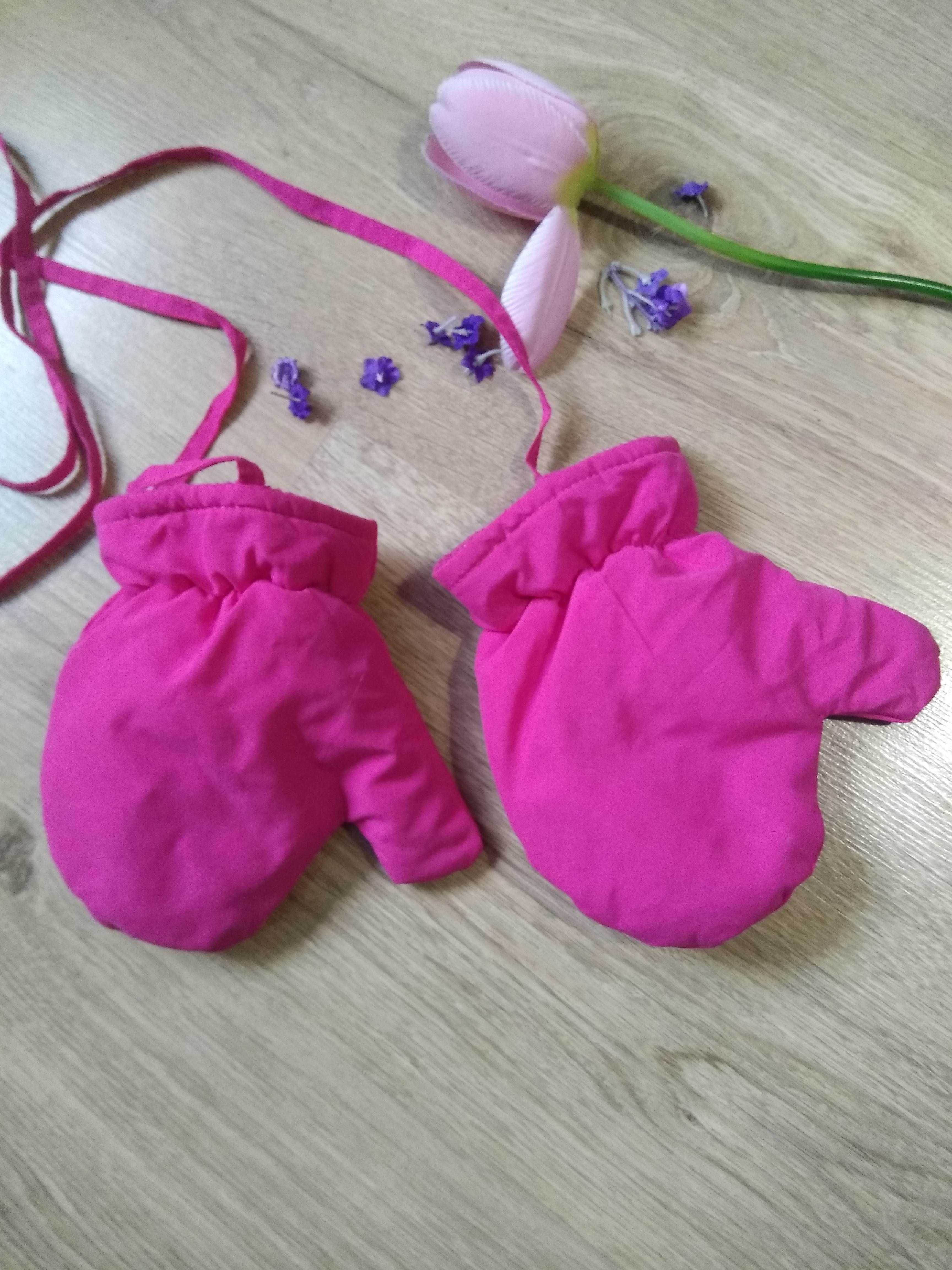 Дитячі рожеві рукавички на флісі/варежки перчатки на девочку