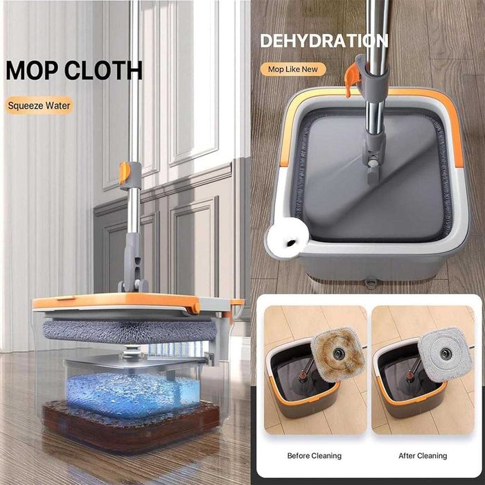 Швабра з відром 5,8 л безконтактний самовіджим для миття підлоги