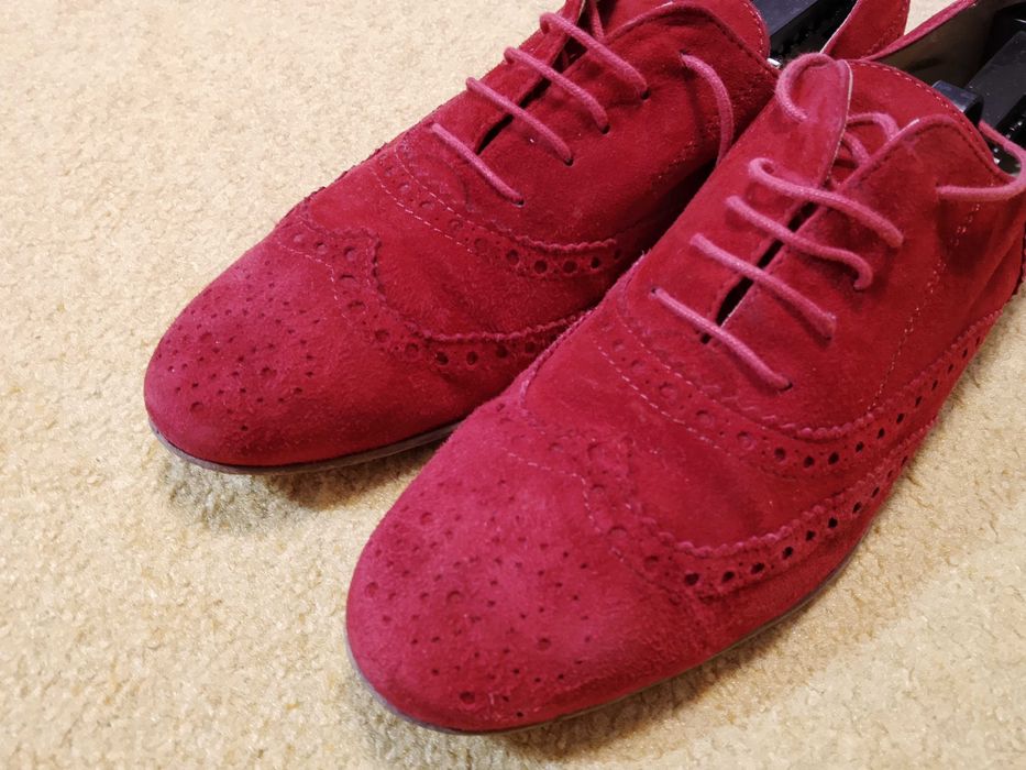 JHAY EU 43 (Made in Spain) для Crispins — червоні замшеві броги туфлі