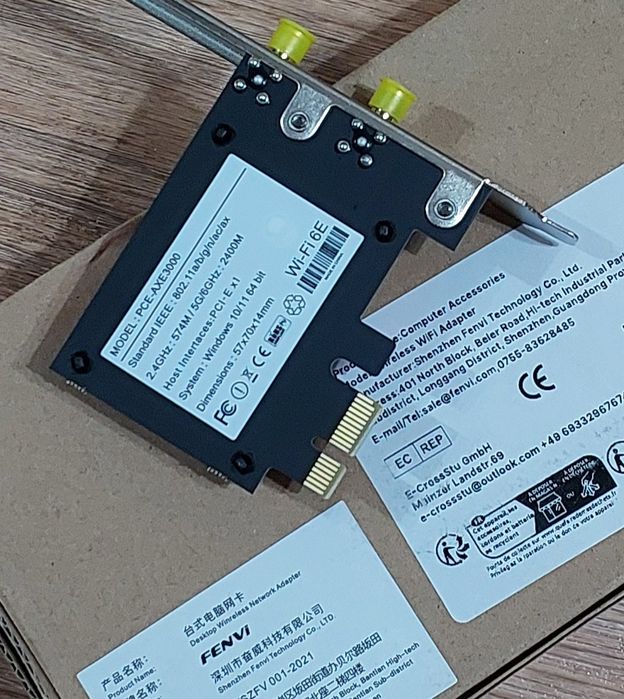 (НОВЫЙ) Сетевая карта FENVI Wi-Fi 6Е PCE-AXE3000 ВТ5.3 5374Мбит/с