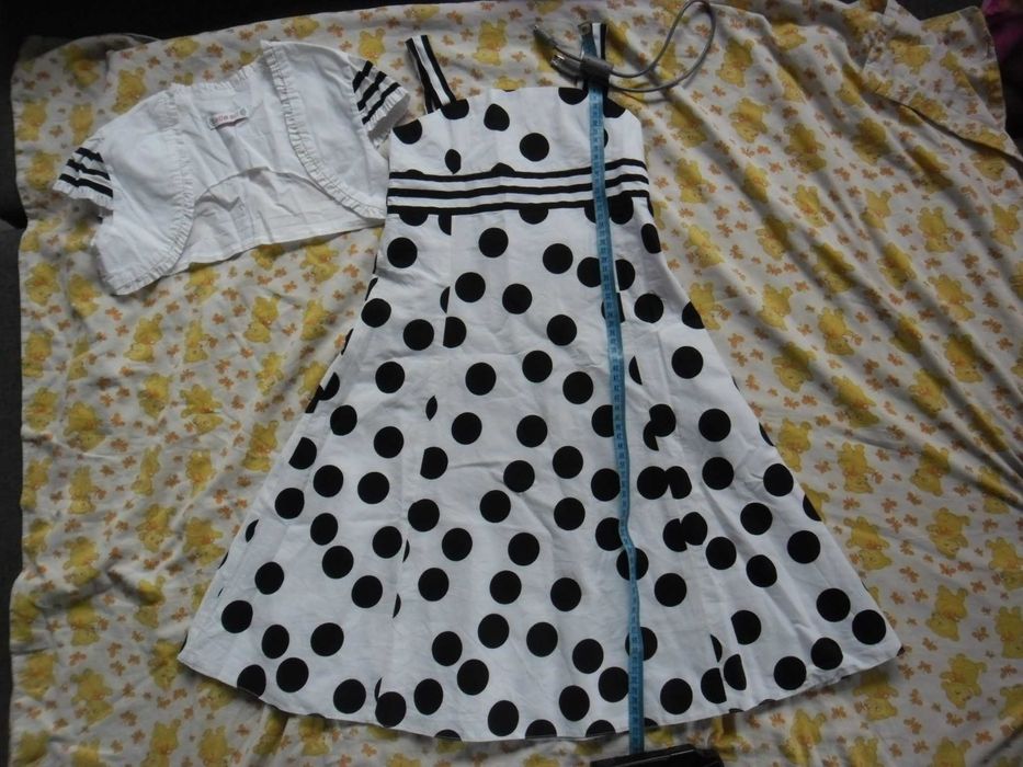 sukienka w czarne grochy 146, sukienka dla dziewczynki 146, wymiary