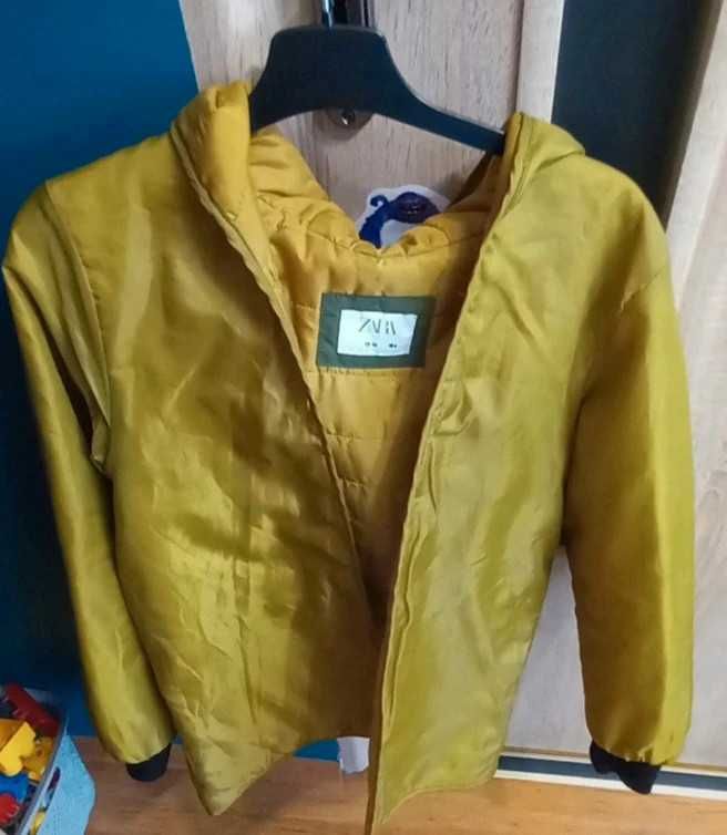 2 kurtki ciemnozielona żółta Zara 164