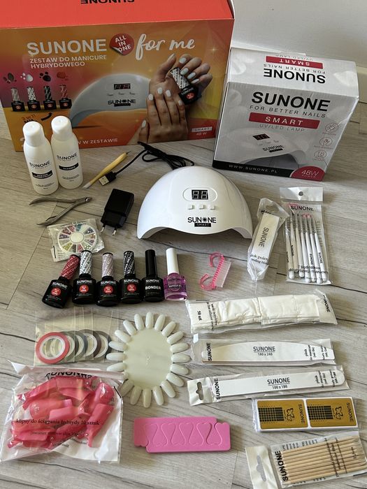 Nowy zestaw do hybryd paznokci lampa 48w lakiery gratisy prezent