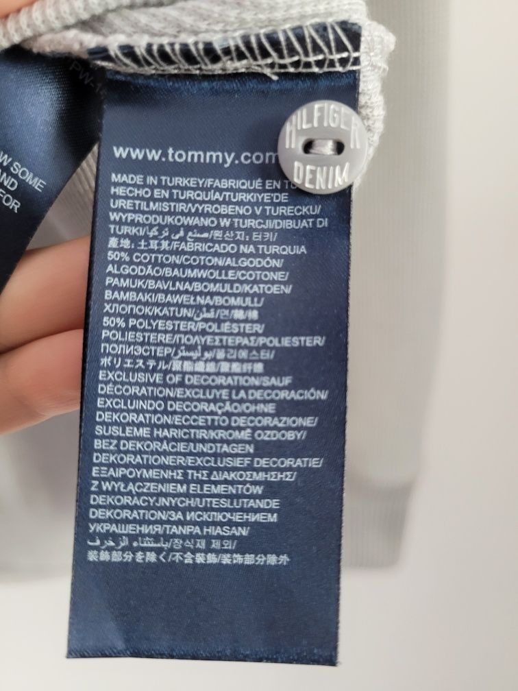 Oryginalny Tommy Hilfiger jak nowa koszulka bluzka długi rękaw szara