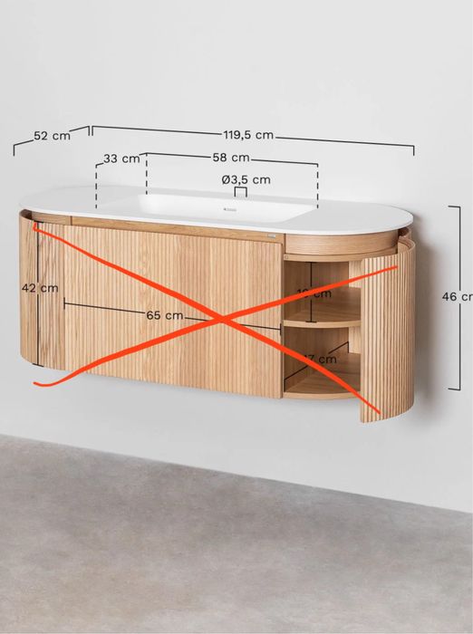 Umywalka z blatem z konglomeratu 119,5x52