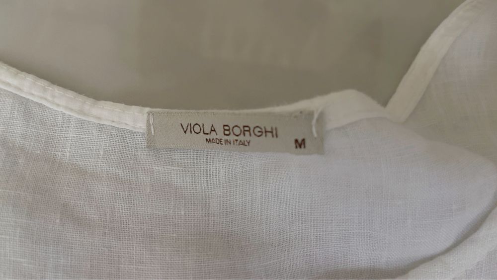 Biała lniana bluzka Viola Borghi. Rozm M