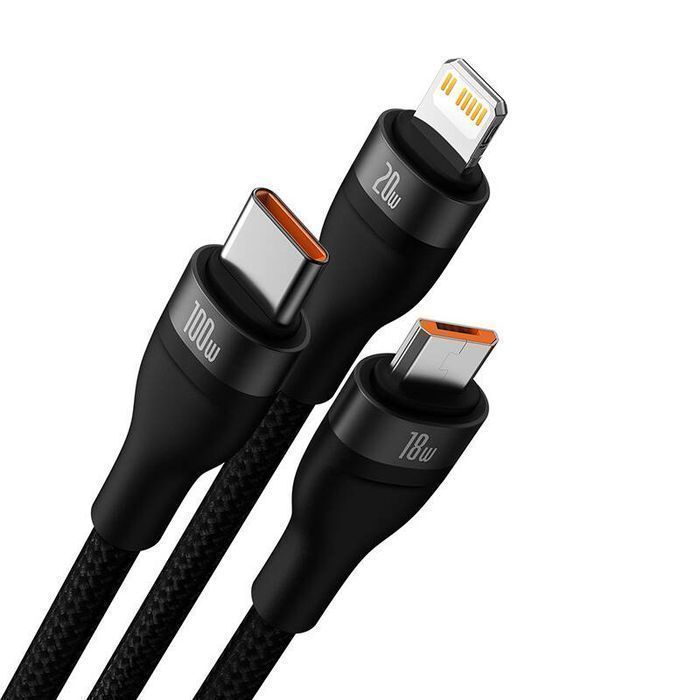 Flash Micro Usb Baseus Series Usb Usb-C 100W, (Czarny) Lightning,