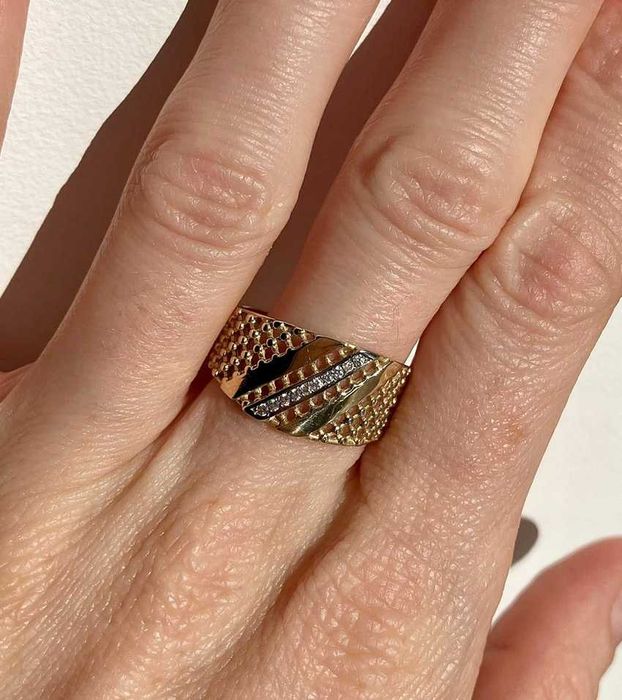 Elegancki Złoty Pierścionek ZŁOTO p.585 r.18 CUDO