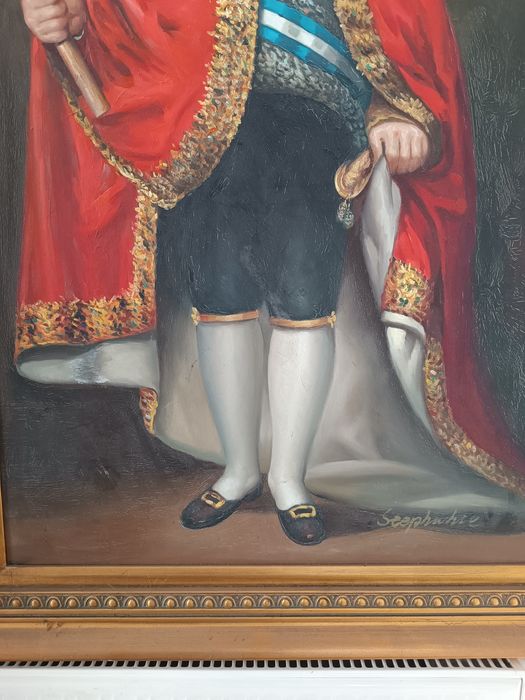 Duży Stary Obraz olejny  złota rama