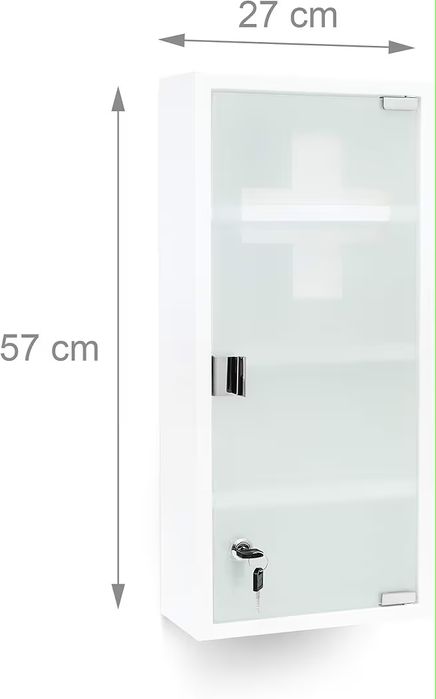 Szafka na leki z metalu i szkła, szafka apteczna do łazienki,