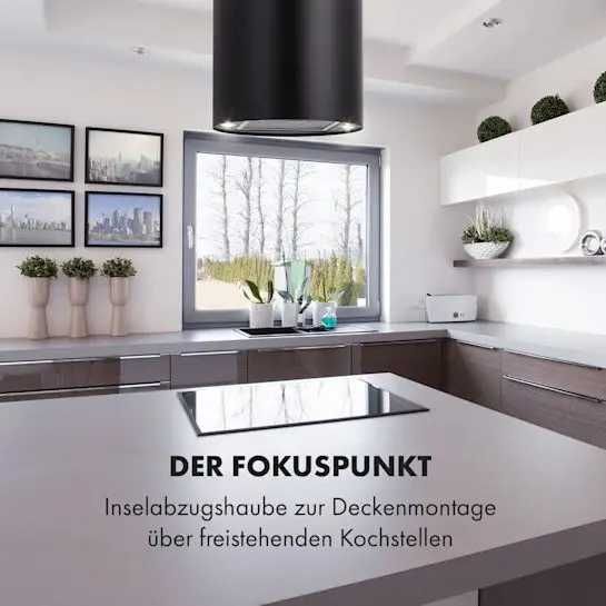 УЦЕНКА!!! Острівна витяжка Klarstein Beretta Ø 35 см 650 м3/год LED