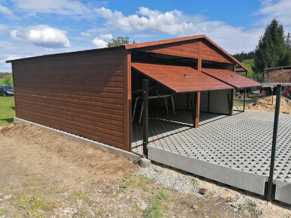 Podwójny Garaż Drewnopodobny 6x5  + Wiata 2x5  w CENIE PROMOCJA!