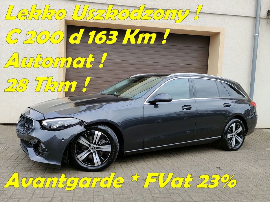 Mercedes-Benz Klasa C C 200*163Km*28Tkm*Automat*MBux*Burmester*Hak*FVat23%*Lekko Uszkodzony