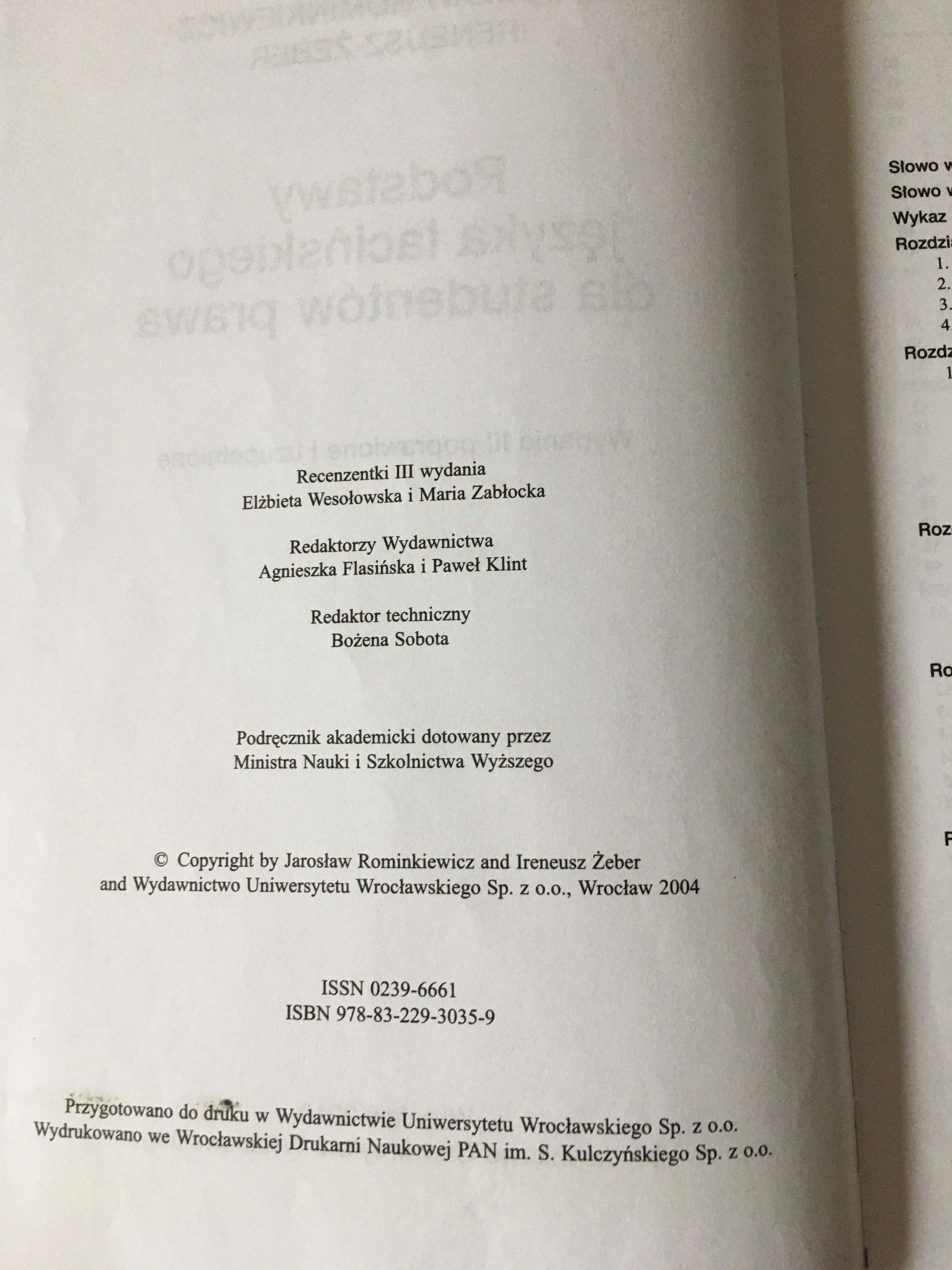 Postawy języka łacińskiego dla studentów prawa Rominkiewicz Żeber