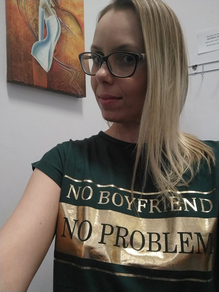 T-shirt damski młodzieżowy sportowy no boyfriend no problem M-XL nowy