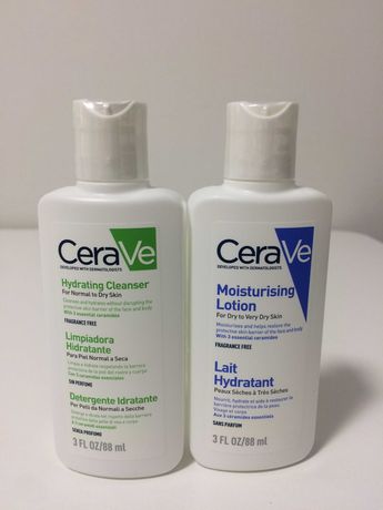 CeraVe очищающая эмульсия, 88 мл + CeraVe увлажняющее молочко, 88 мл