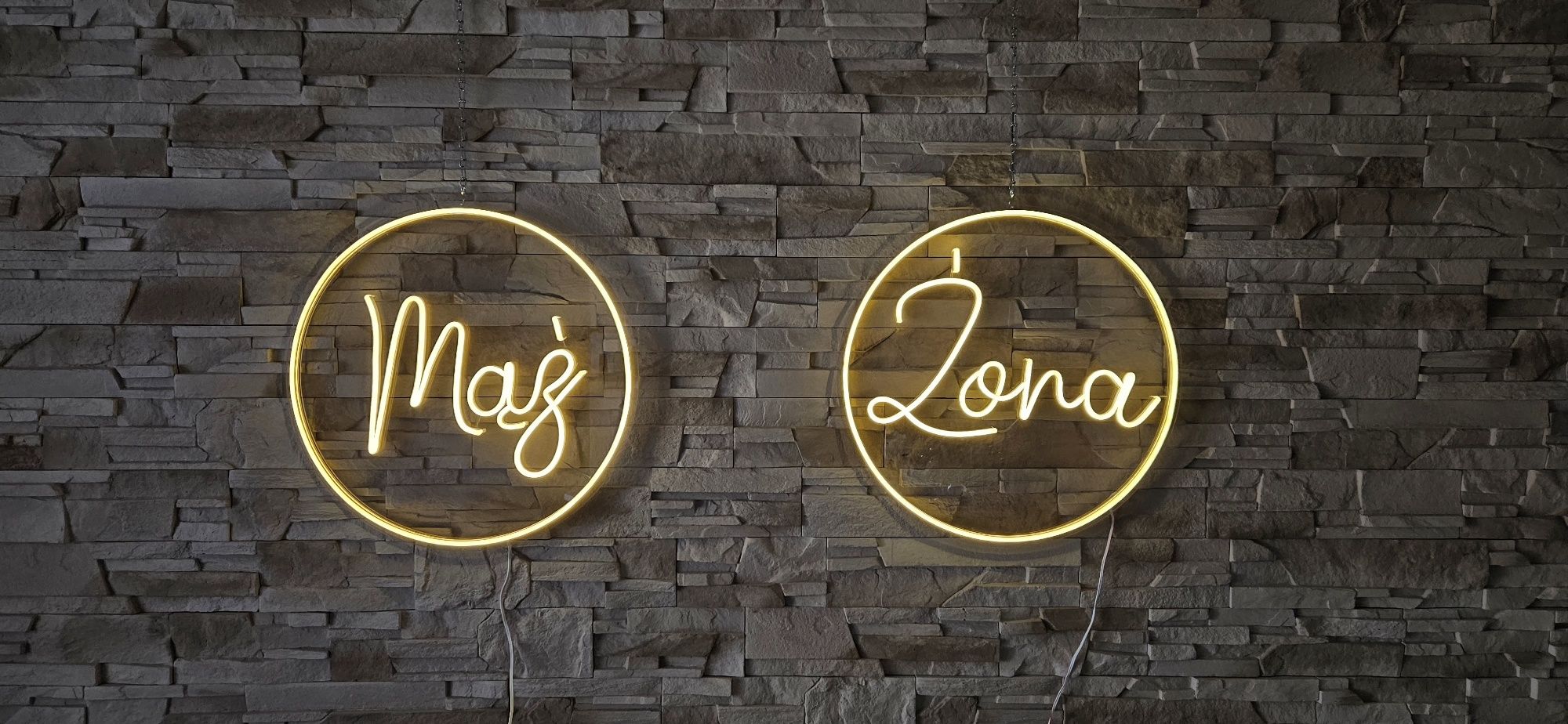 Napis ledowy mąż żona, neon
