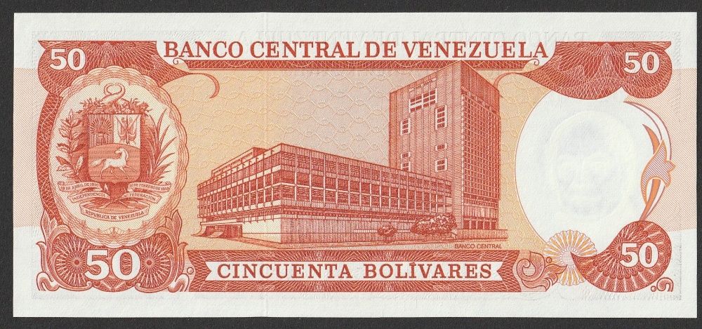 Wenezuela 50 bolivares 1988 - Andres Bello - stan bankowy UNC