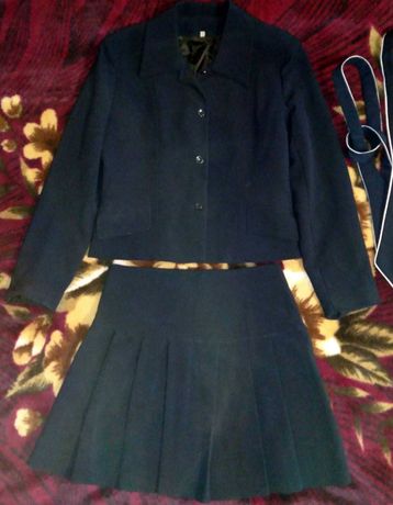 Костюм піджак спідниця темно-синій 46р (шкільна форма) пиджак юбка