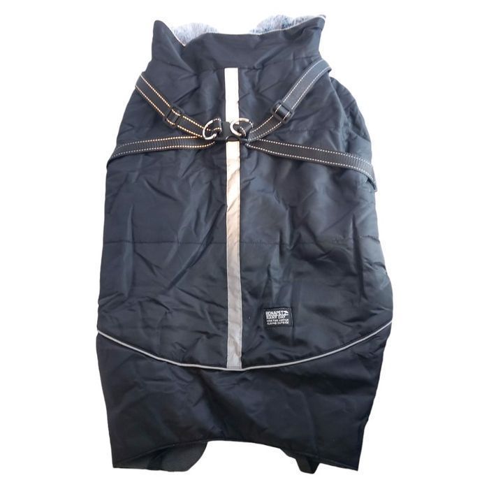 Kurtka dla psa ocieplana czarna z szelkami 3XL