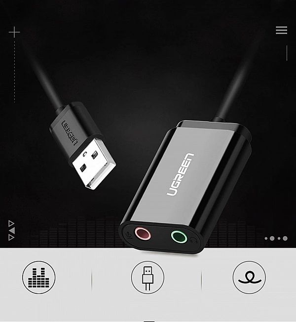 Ugreen zewnętrzna karta dźwiękowa muzyczna adapter USB - 3,5 mm mini j