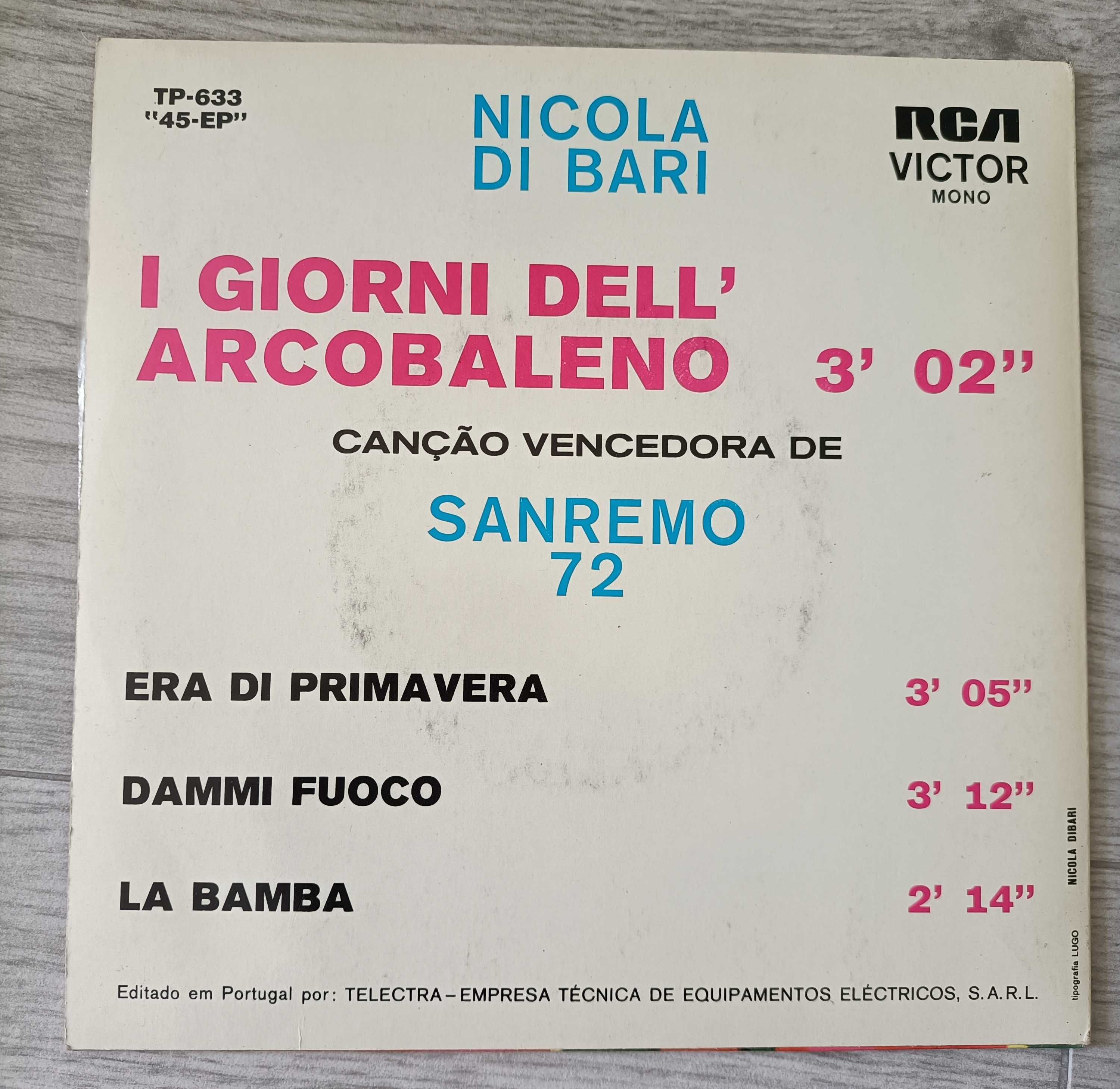 Nicola di Bari - I Giorni dell' Arcobaleno - 7''