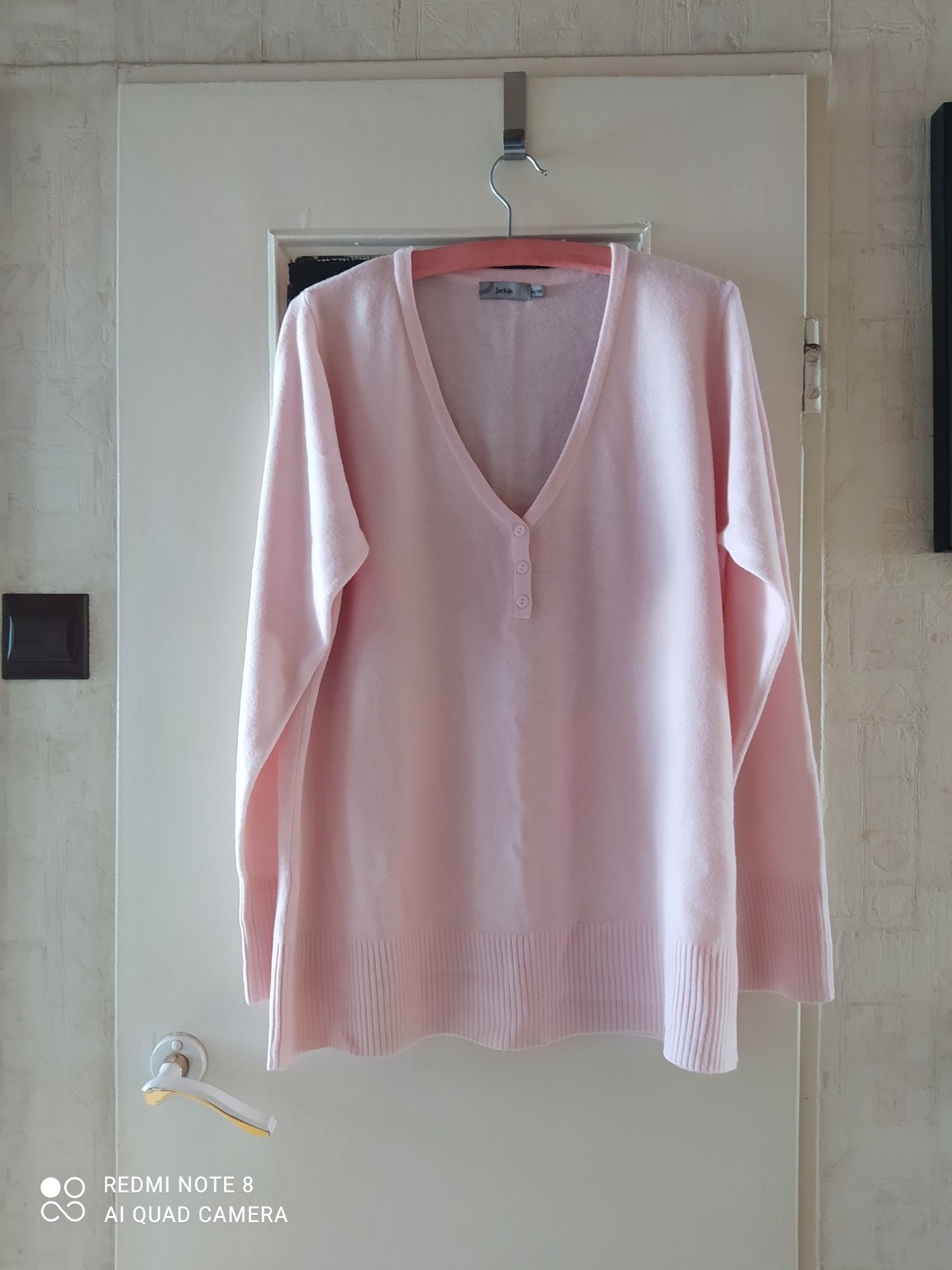 Sweterek jasno różowy z akrylu Rozmiar 48-50