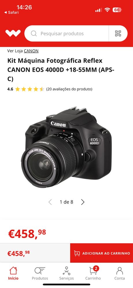 Máquina Fotográfica CANON EOS 4000D +18-55MM