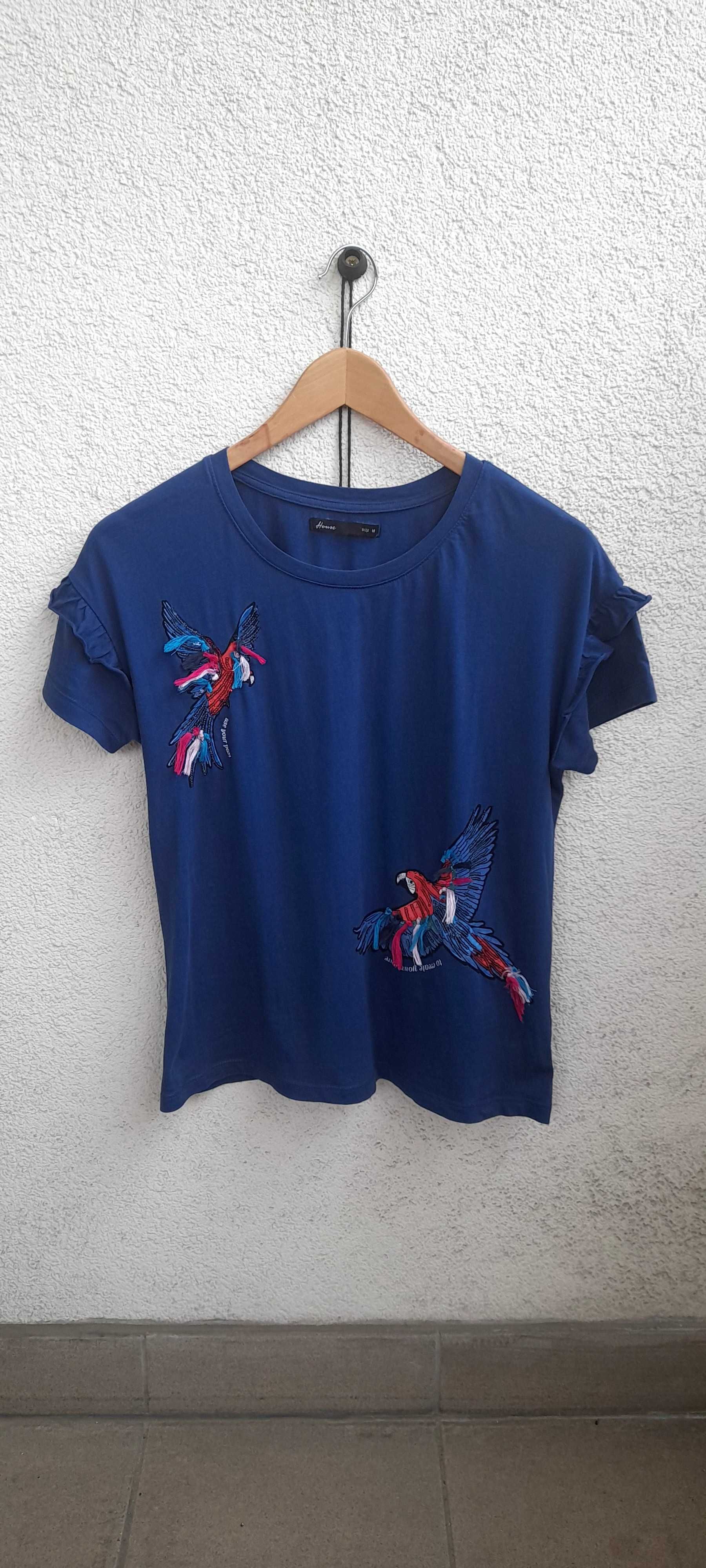 Bluzka t-shirt z aplikacją w papugi House r.S/M