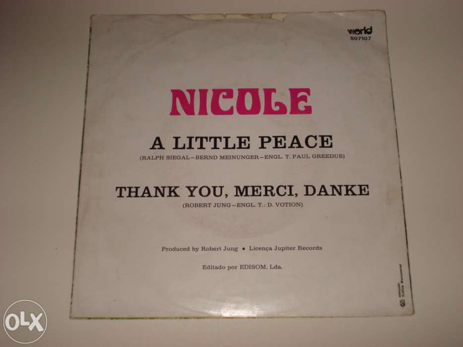 Disco Vinil Single - Nicole - "A Little Peace" (1982)