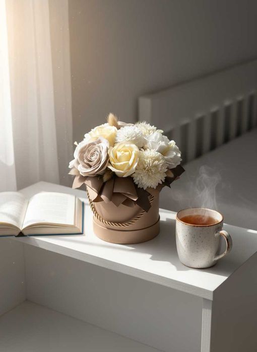 Flowerbox z Kwiatami Mydlanymi Prezent Upominek Bukiet Róże Mydlane