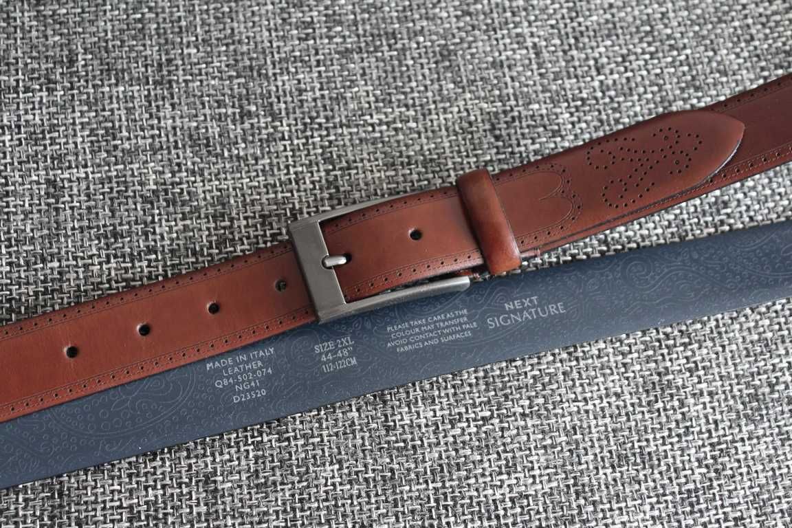 Ремінь шкіряний NEXT Signature Brogue Belt Оригінал Italy W45-51
