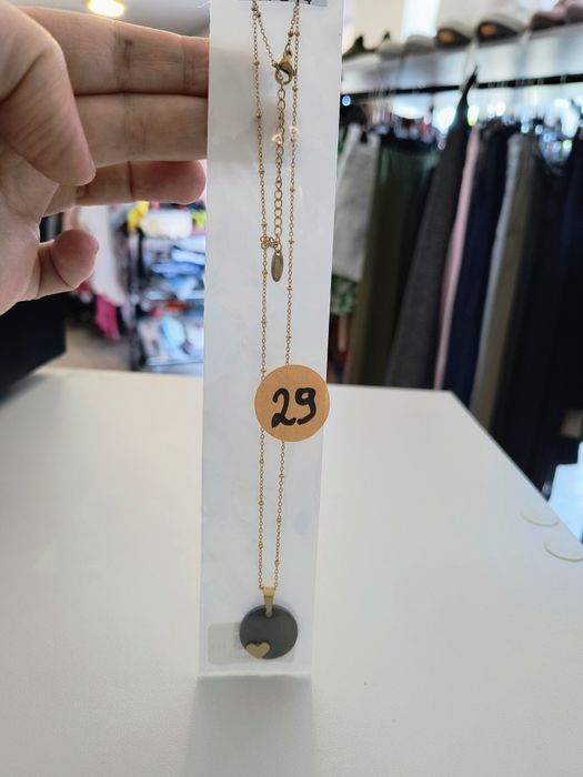 Łańcuszek z czarnym kamykiem i złotym serduszkiem Xuping