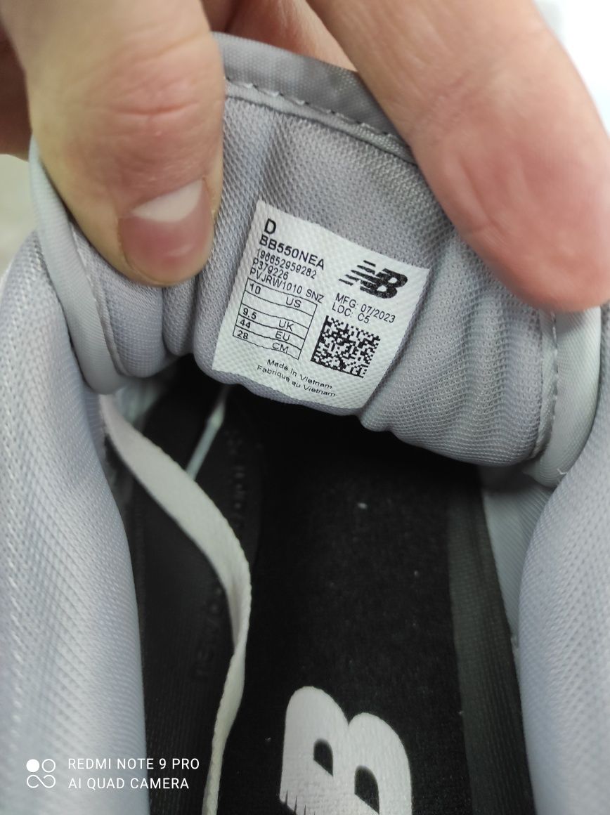 ОРИГІНАЛ 100% Кросівки New Balance 550 White/Grey BB550NEA 44