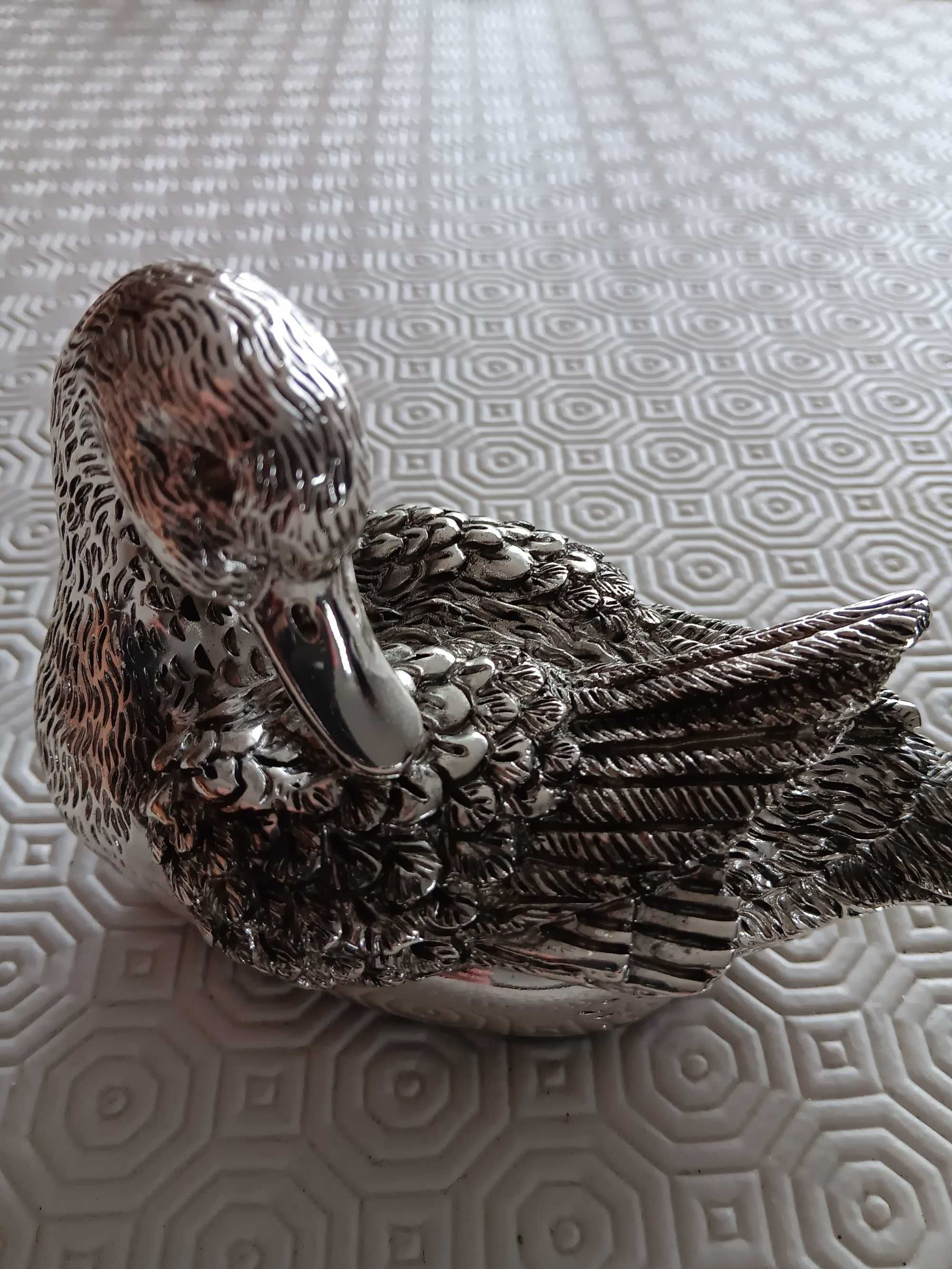 Pato Vintage em Metal Banhado a prata com marca de contraste
